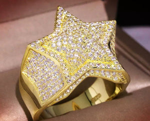 Iced Out Star Ring | Hip Hop Star Rings