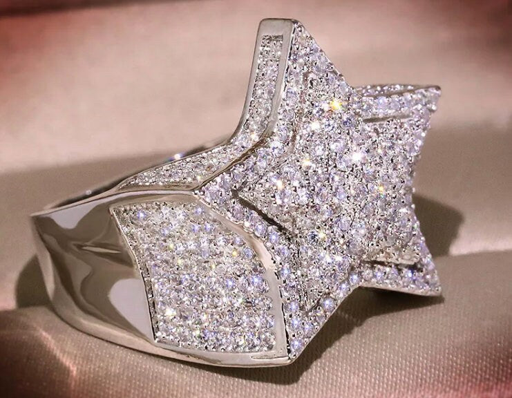 Iced Out Star Ring | Star Ring | Diamond Star Ring