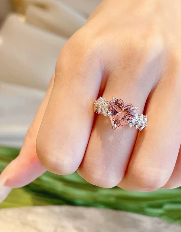Heart Ring | Pink Diamond Ring | Heart Shaped Ring | Heart Shape Ring | Diamond Heart Ring | Heart Ring with Diamonds | Engagement Ring