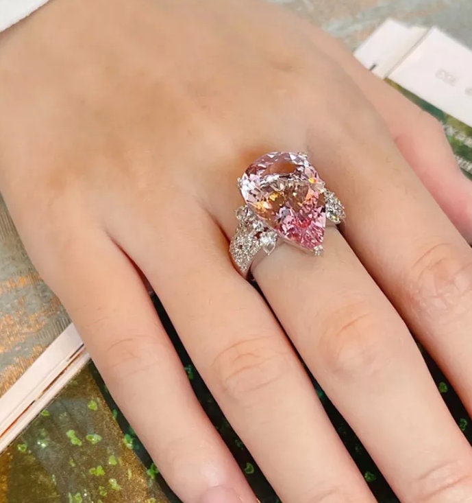 Pink Diamond Ring | Teardrop Ring | Pear Shape Ring | Teardrop Engagement Ring | Tear Drop Ring | Engagement Ring |  Diamond Wedding Ring