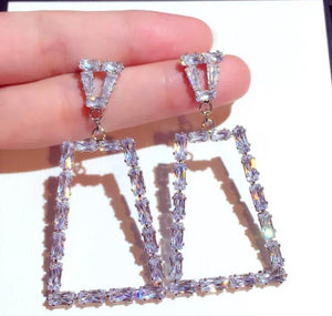 
            
                Load image into Gallery viewer, Diamond Hoop Earrings | Hoop Earrings | Womens Big Diamond Earrings | Hoop Earrings with Diamonds | Baguette Earrings | Big Hoop Earrings
            
        
