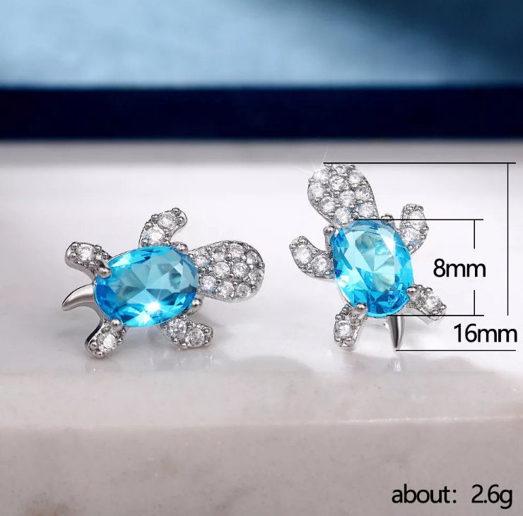 Diamond Earrings | Womens Earrings | Diamond Ear Studs | Womens Stud Earrings | Aquamarine Earrings | Blue Diamond Earrings | Mens Ear Studs