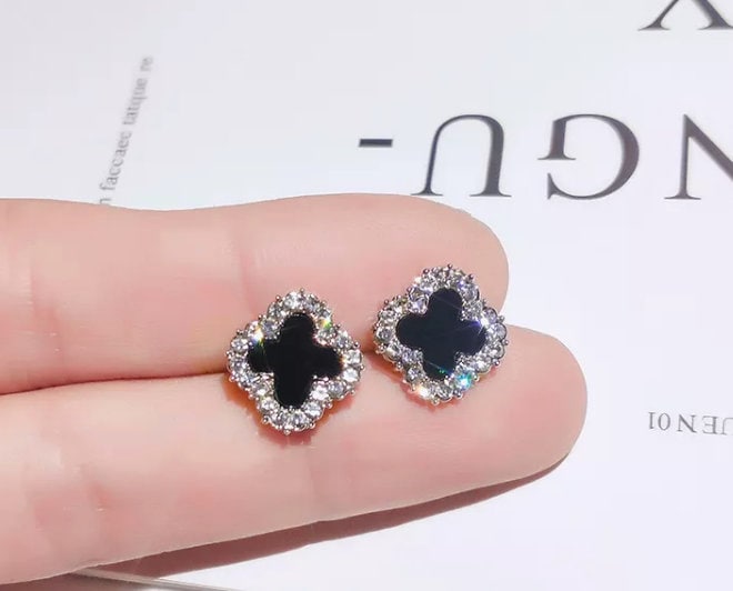 Clover Earrings | Womens Earrings | Diamond Earrings | Diamond Ear Studs | Flower Earrings | Womens Diamond Earrings | Clover Ear Studs