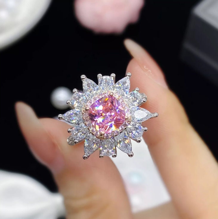 
            
                Load image into Gallery viewer, Pink Diamond Ring | Pink Diamond Engagement Ring | Flower Shape Ring
            
        