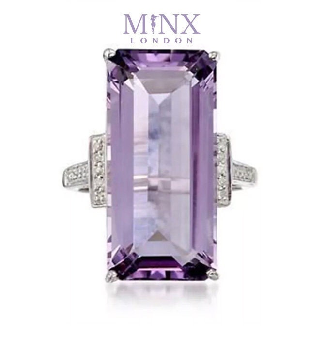 Emerald Ring | Purple Diamond Ring | Purple Diamond Engagement Ring | Purple Emerald Ring | Violet Emerald Ring | Rectangle Diamond Ring