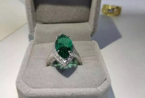 
            
                Load image into Gallery viewer, Marquise Ring | Marquise Diamond Ring | Marquise Engagement Ring | Green Emerald Ring | Oval Ring | Green Diamond Engagement Ring | Emerald
            
        