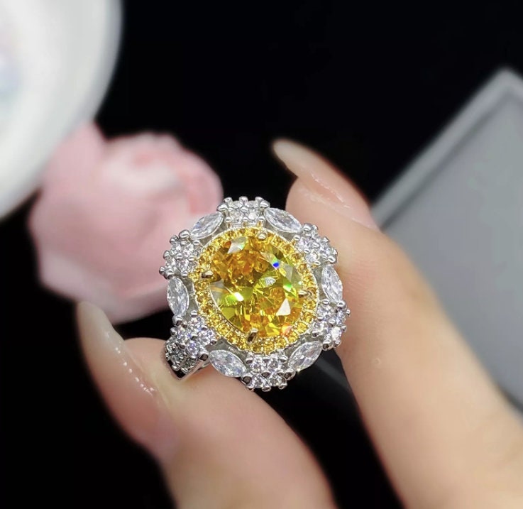 
            
                Load image into Gallery viewer, Yellow Diamond Ring | Yellow Diamond Engagement Rings | Yellow Diamond Wedding Ring | Canary Yellow Diamond Ring | Womens Engagement Ring
            
        