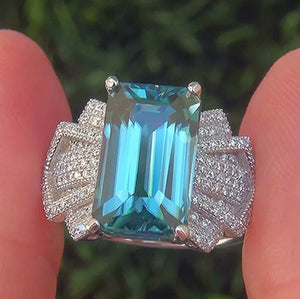 
            
                Load image into Gallery viewer, Aquamarine Ring | Aquamarine Diamond Ring | Aquamarine Emerald Ring |  Aquamarine Engagement Ring | Blue Diamond Ring | Blue Tourmaline Ring
            
        