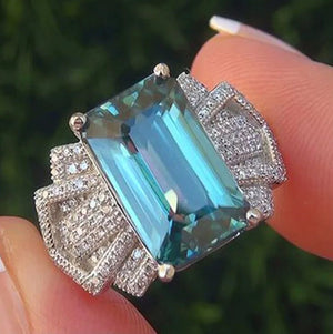 
            
                Load image into Gallery viewer, Aquamarine Ring | Aquamarine Diamond Ring | Aquamarine Emerald Ring |  Aquamarine Engagement Ring | Blue Diamond Ring | Blue Tourmaline Ring
            
        