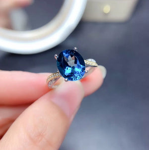 Sapphire Blue Diamond Ring | Blue Diamond Engagement Ring | Sapphire Blue Ring | Blue Wedding Ring | Blue Diamond Rings | Blue Gemstone Ring