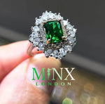 Emerald Engagement Ring | Green Diamond Ring | Emerald Green Diamond Ring | Green Engagement Ring | Womens Statement Ring | Diamond Ring