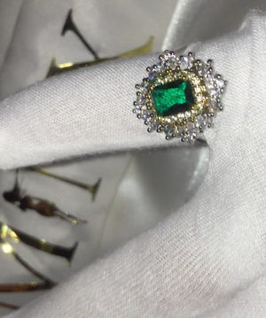 Emerald Engagement Ring | Green Diamond Ring | Emerald Green Diamond Ring | Green Engagement Ring | Womens Statement Ring | Diamond Ring