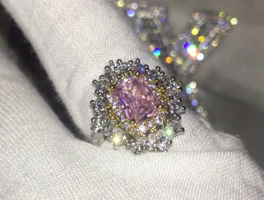 Pink Gemstone Ring | Pink Diamond Ring | Pink Diamond Engagement Ring | Womens Pink Diamond Ring | Promise Ring | Womens Engagement Ring