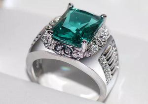Mens Ring | Emerald Green Diamond Ring | Iced Out Ring | Green Diamond Ring | Ring for Men | Big Diamond Ring | Ring | Presidential Ring