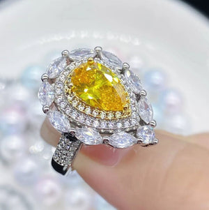 
            
                Load image into Gallery viewer, Yellow Diamond Ring | Yellow Diamond Engagement Rings | Canary Yellow Diamond Ring | Pear Shape Ring | Pear Engagement Ring | Teardrop Ring
            
        