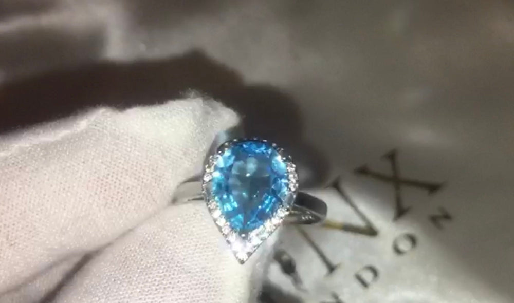 Aquamarine Ring | Blue Diamond Ring | Teardrop Ring