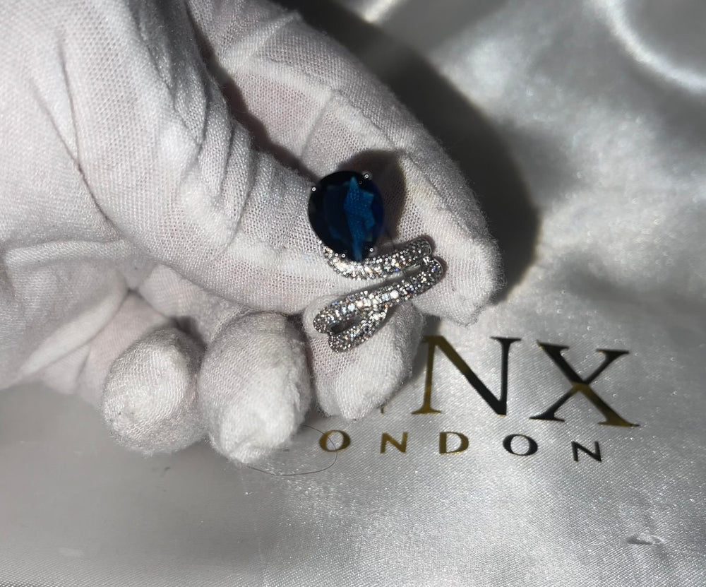 Blue Diamond Ring | Snake Ring | Sapphire Blue Diamond Ring | Pear Shape Ring | Pear Engagement Ring | Teardrop Ring