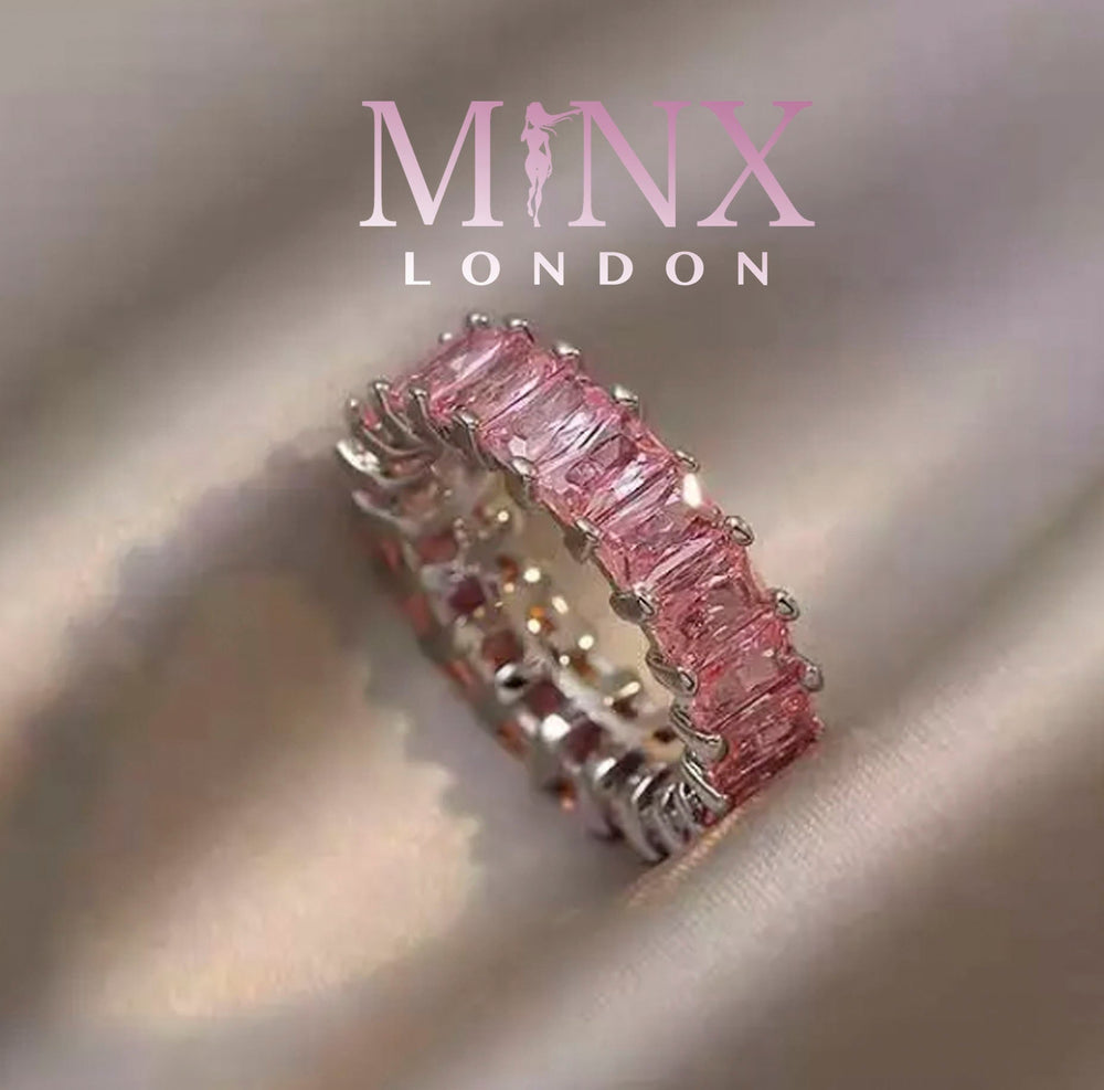 
            
                Load image into Gallery viewer, Pink Diamond Ring | Eternity Rings | Womens Eternity Ring | Pink Diamond Engagement Ring | Baguette Ring | Promise Ring | Eternity Ring
            
        