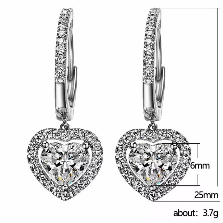 Diamond Earrings | Heart Earrings | Womens Earrings | Heart earrings with Diamonds | Dangle Earrings | Womens Diamond Earrings | Earrings