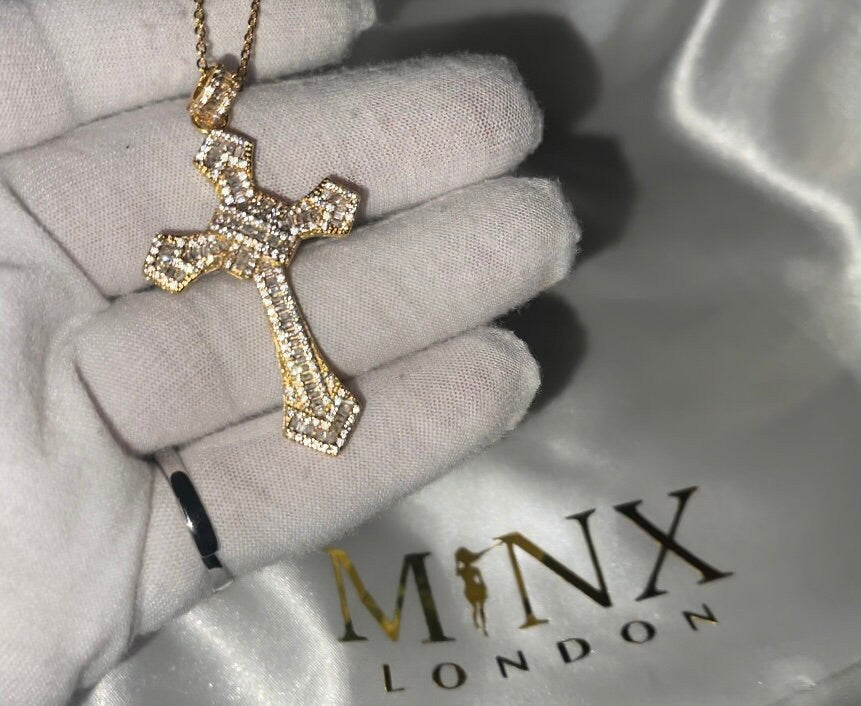 Gold Cross Pendant | Cross Pendant | Mens Cross Necklace | Gold Cross Necklace | Cross Pendant and Necklace | Iced Out Cross Pendant