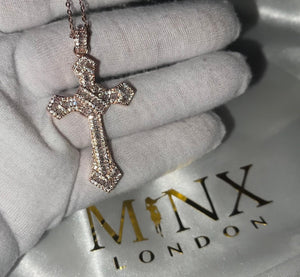 Rose Gold Cross Pendant | Cross Pendant | Cross Necklace | Rose Gold Cross Necklace | Cross Pendant and Necklace | Iced Out Cross Pendant