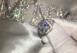 Big Diamond Ring | Womens Big Diamond Ring | Womens Engagement Ring | Asscher Rings | Womens Wedding Ring | Womens Big Rings | Silver Ring