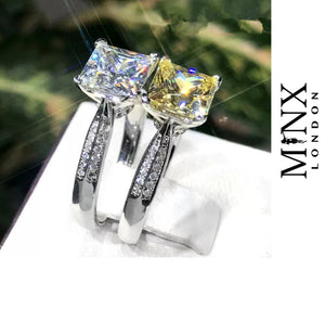 Yellow Diamond Ring | Yellow Diamond Engagement Rings | Platinum Plated Ring | Wedding Ring | Womens Engagement Ring | Solitaire Ring