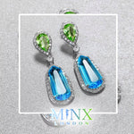 Aquamarine Diamond Earrings | Blue Diamond Earrings | Diamond Earrings | Womens Earrings | Green Diamond Earrings | Dangle Earrings