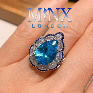 Blue Diamond Teardrop Ring