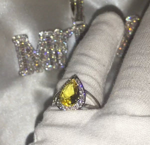 Yellow Diamond Ring | Yellow Diamond Engagement Rings | Canary Yellow Diamond Ring | Pear Shape Ring | Pear Engagement Ring | Teardrop Ring