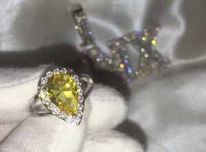 Yellow Diamond Ring | Yellow Diamond Engagement Rings | Canary Yellow Diamond Ring | Pear Shape Ring | Pear Engagement Ring | Teardrop Ring