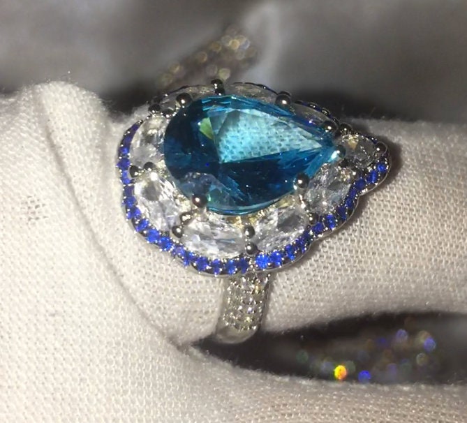 Teardrop Ring | Blue Diamond Engagement Ring – Minx London