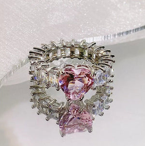 
            
                Load image into Gallery viewer, Heart Ring | Heart Shaped Ring | Heart Shape Ring | Diamond Heart Ring | Heart Ring with Diamonds | Engagement Ring | Pink Diamond Ring
            
        