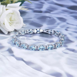Womens Bracelet | Tennis Bracelet | Blue Diamond Bracelet | Diamond Bracelet | Bracelets | Aquamarine Diamond Bracelet | Silver Bracelet