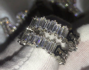 Womens Earrings | Diamond Hoop Earrings | Hoop Earrings | Womens Diamond Earrings | Hoop Earrings with Diamonds | Baguette Earrings