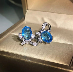 
            
                Load image into Gallery viewer, Diamond Earrings | Womens Earrings | Diamond Ear Studs | Womens Stud Earrings | Aquamarine Earrings | Blue Diamond Earrings | Mens Ear Studs
            
        