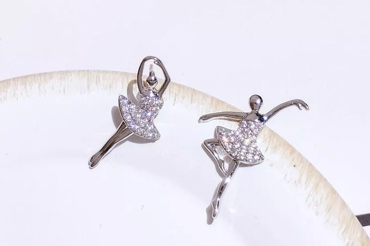 Diamond Earrings | Diamond Earrings | Womens Earrings | Dancer Jewelry | Ear Studs | Womens Diamond Ear Studs | Charm Earrings | Ballerina
