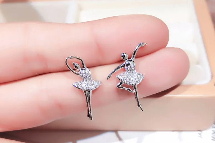 Diamond Earrings | Diamond Earrings | Womens Earrings | Dancer Jewelry | Ear Studs | Womens Diamond Ear Studs | Charm Earrings | Ballerina