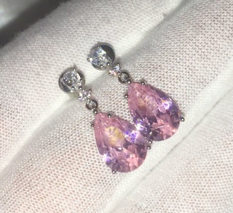 Drop Earrings | Pear Shape Earrings | Teardrop Earrings | Pink Diamond Earrings | Teardrop Earrings | Womens Earrings | Dangle Earrings