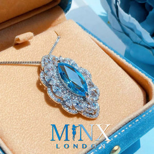 
            
                Load image into Gallery viewer, Womens Necklace | Aquamarine Diamond Necklace | Blue Diamond Pendant | Marquise Diamond Pendant | Marquise Diamond Necklace | Silver Chain
            
        