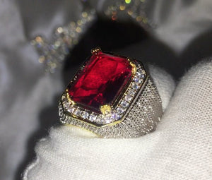 Ruby Ring | Ruby Ring for Men | Ruby Ring for Women | Ruby Diamond Ring | Ruby and Diamond Ring | Red Diamond Ring |  Iced Out Ring