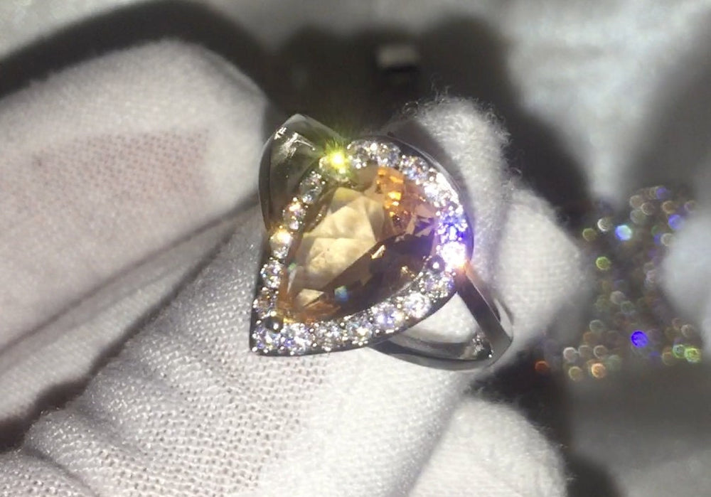 Champagne Diamond Ring | Champagne Diamond Engagement Rings | Champagne Diamond Rings | Pear Shape Ring | Engagement Ring | Teardrop Ring