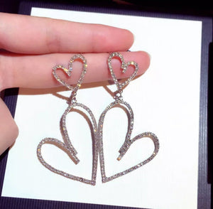Diamond Hoop Earrings | Heart Earrings | Womens Earrings | Heart earrings with Diamonds | Iced Out Earrings | Womens Big Hoop Earrings
