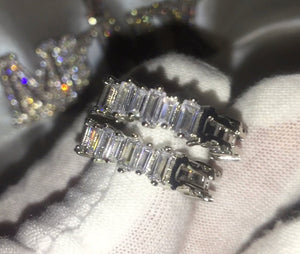 Womens Earrings | Diamond Hoop Earrings | Hoop Earrings | Womens Diamond Earrings | Hoop Earrings with Diamonds | Baguette Earrings