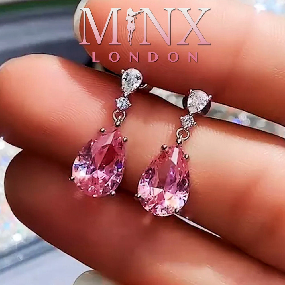 Buy Pink Sapphire Gemstone Huggie Dangle Earring in 18K White Gold, October  Birthstones, Pink Gem Teardrop Earrings, Girl Earrings, Gift for Her Online  in India - Etsy