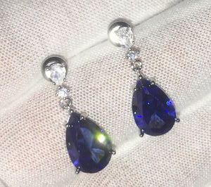 Dangle Earrings | Teardrop Earrings | Blue Diamond Earrings | Diamond Earrings | Teardrop Earrings | Womens Diamond Earrings | Blue Earrings