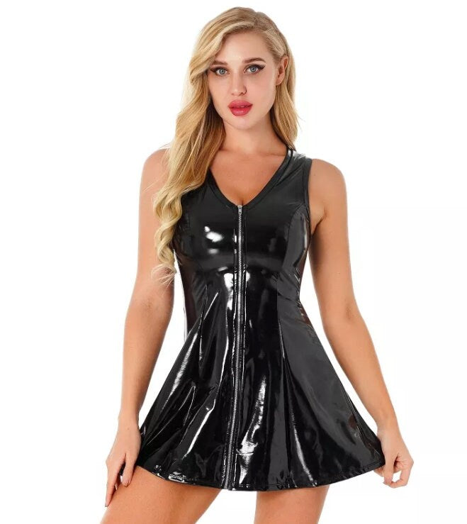 Leather Dress | Womens Leather Dress | Mini Dress | Sexy Leather Dress | Black Leather Dress | Party Dress | Girls Dress | Sexy Dress