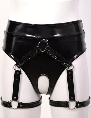 Womens Leather Harness | Womens Body Harness | Crotchless Panties