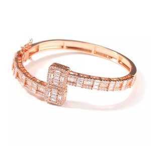 Rose Gold Bracelet | Iced Out Bracelet | Womens Bracelet | Mens Bracelet | Diamond Bracelet | Baguette Bracelet | Bangle | Cuff Bracelet