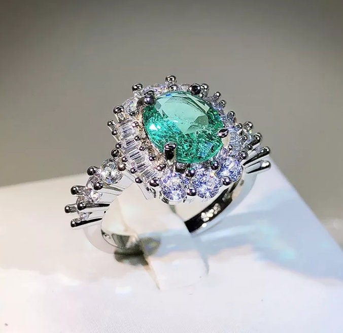 Promise Ring | Engagement Ring | Wedding Ring | Womens Promise Ring |  Aquamarine Engagement Ring | Blue Diamond Ring | Tourmaline Ring